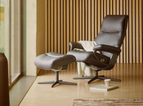 Stressless Sessel View Mit Hocker Gestell Cross Schwarz Echt Lederbezug Batick Black 1315